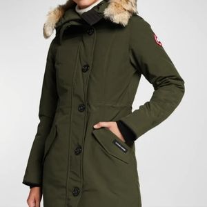 CANADA GOOSE Green Rossclair Fur Trimmed Parka sz M